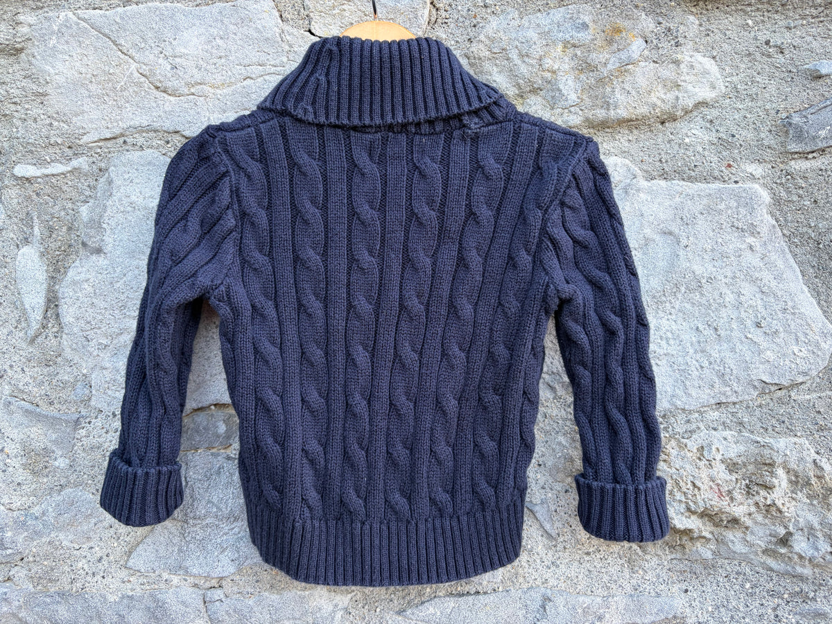 RL navy cable cardigan  9-12m (74-80cm)