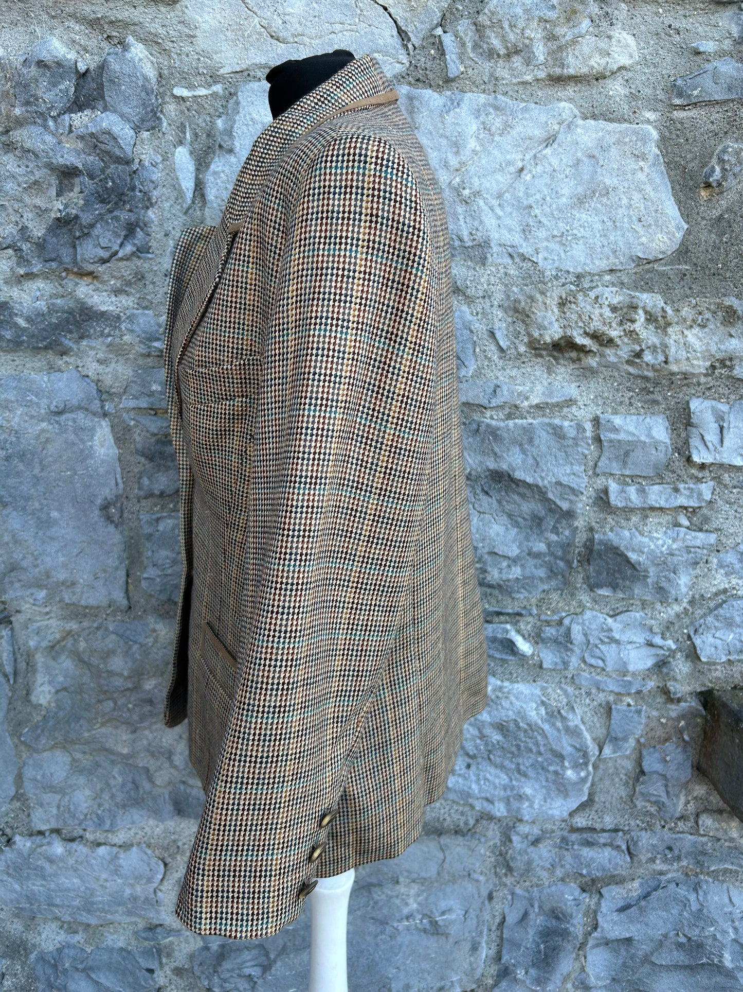 90s brown check jacket uk 12