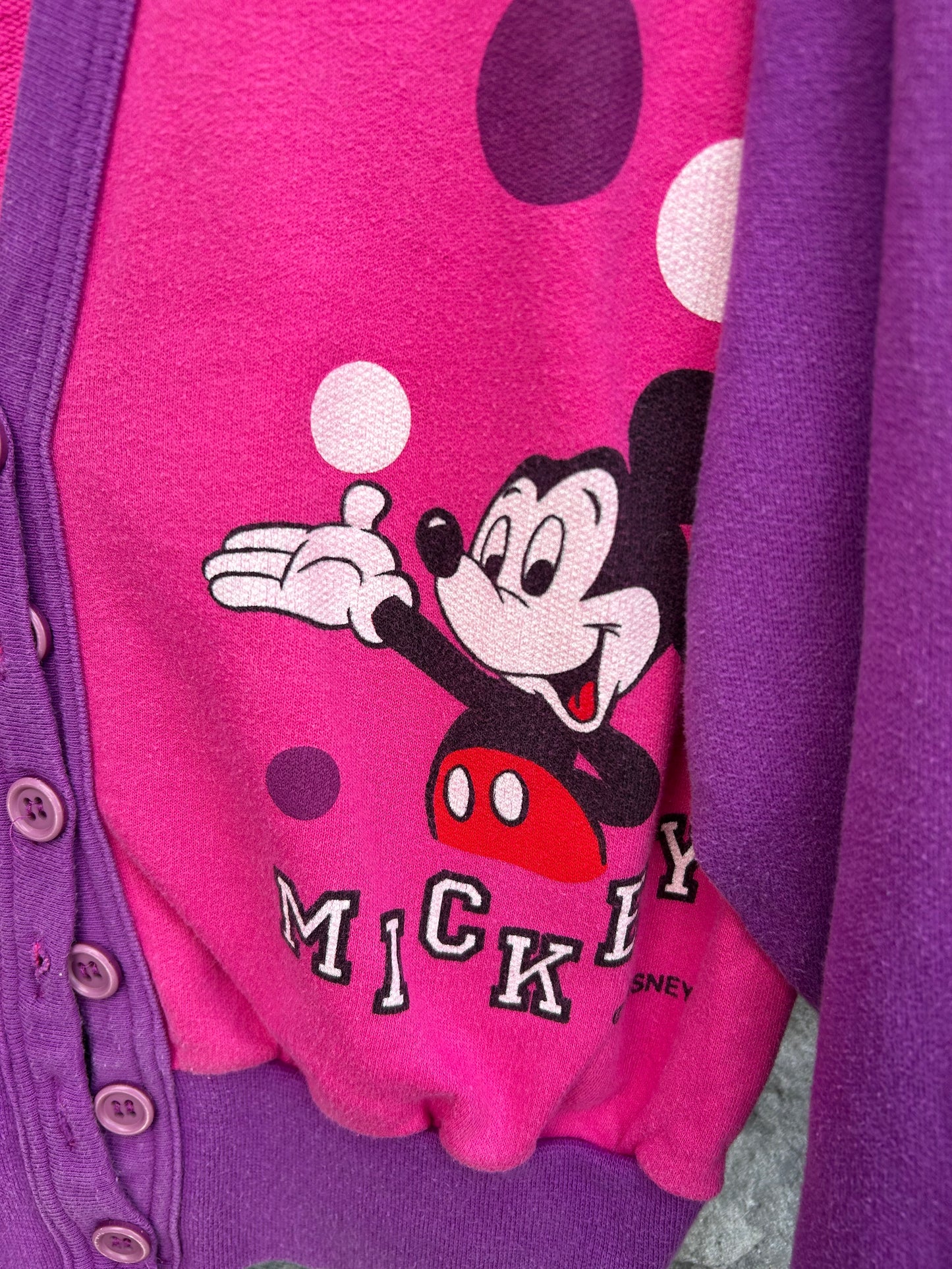 90s Minnie&Mickey pink cardigan 10-11y (140-146cm)