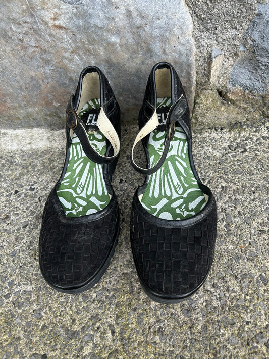 Black woven suede wedge  uk 6.5 (eu 40)