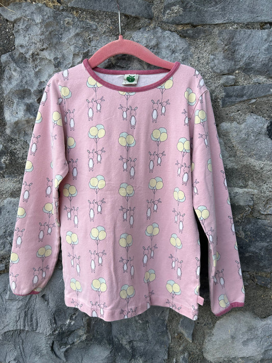 Bunnies with balloons pink top  7-8y (122-128cm)