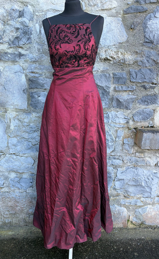 Y2K maroon taffeta prom dress uk 6