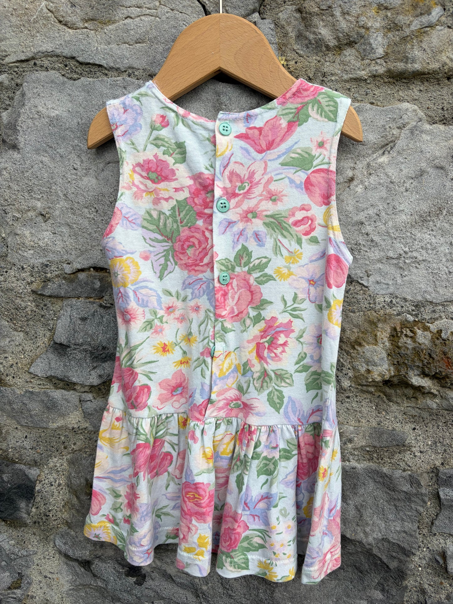 80s pink floral dress  12-18m (80-86cm)