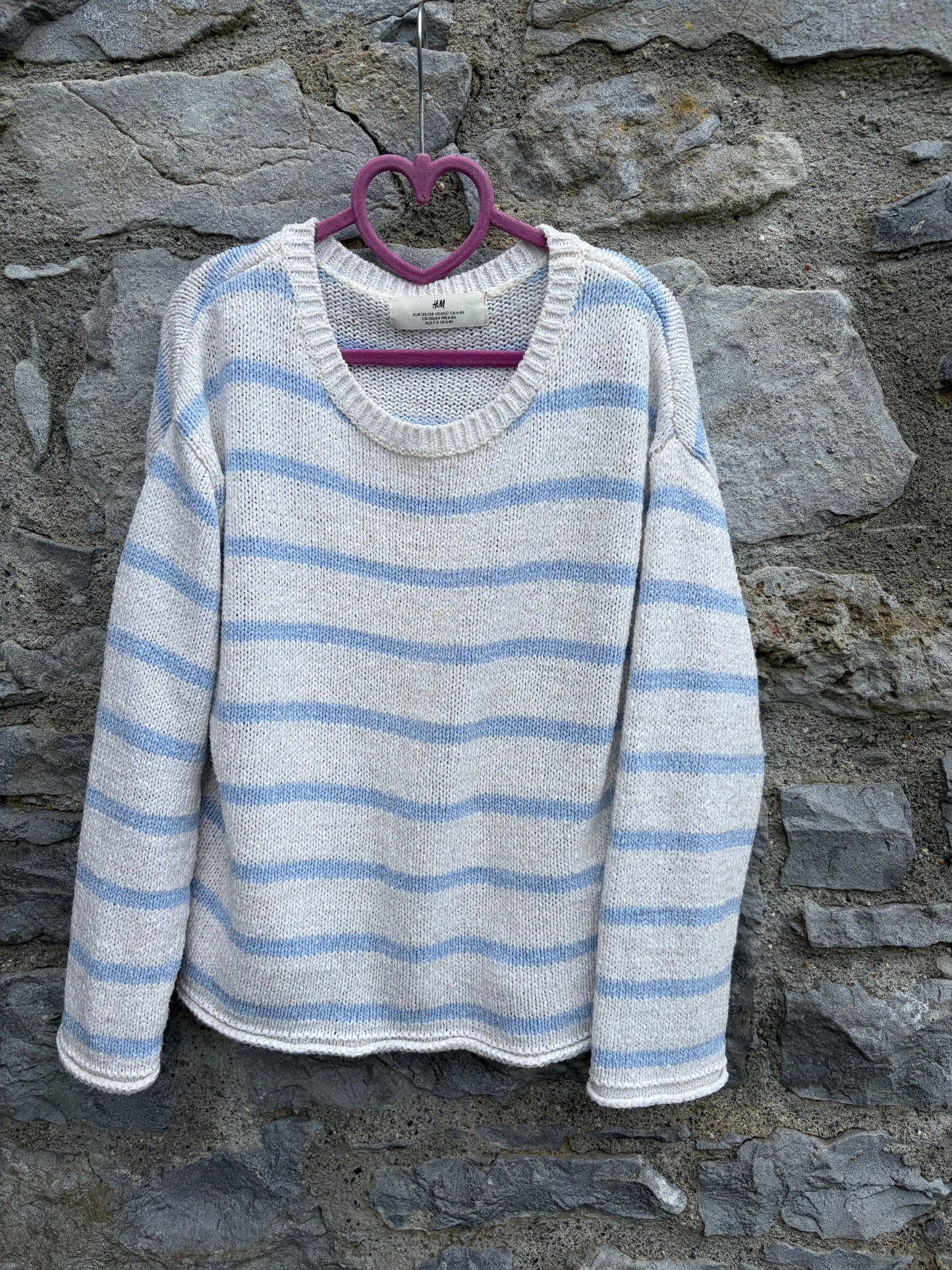 Blue&white stripy oversized jumper  7-8y (122-128cm)
