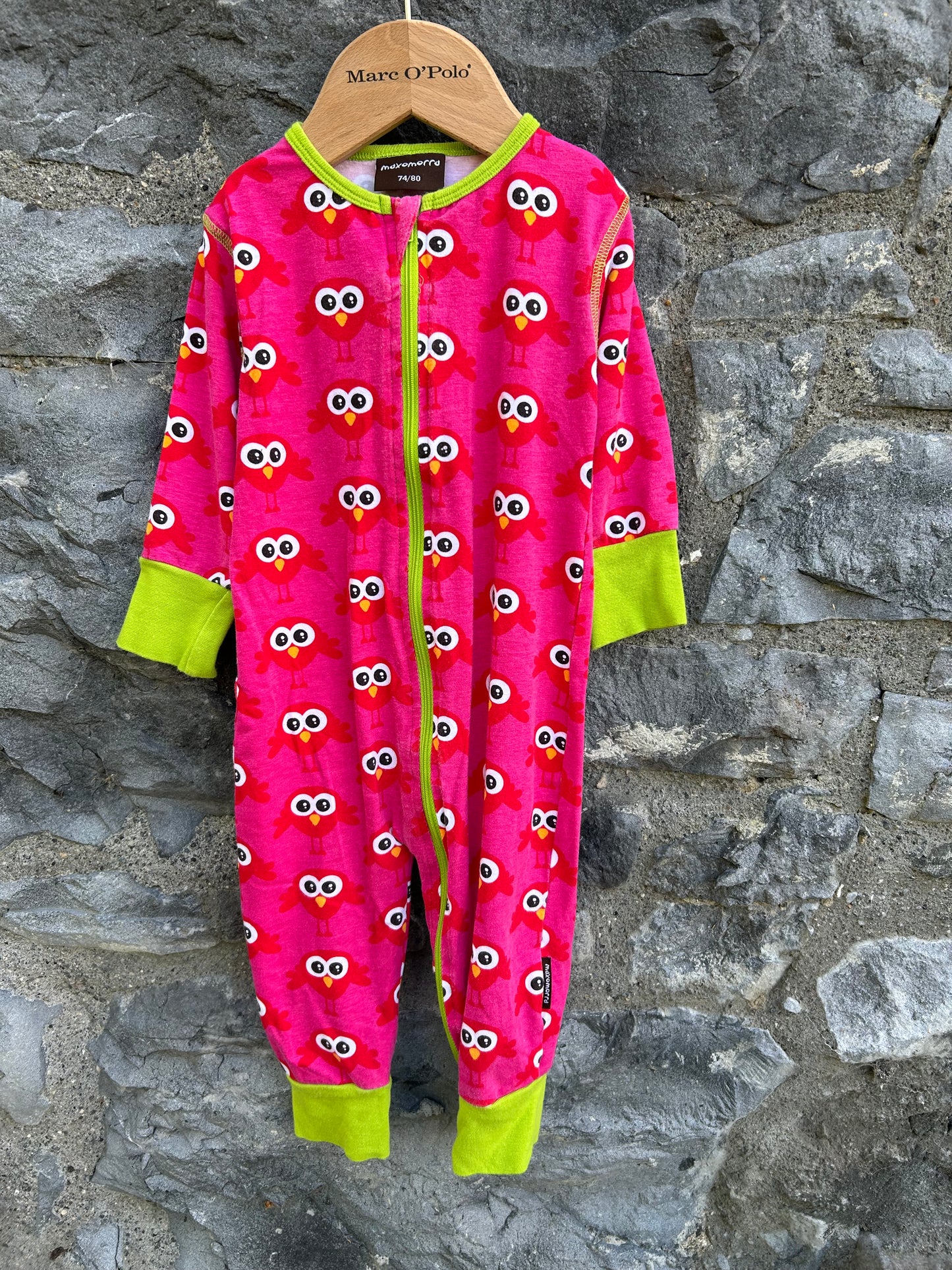 Pink birds onesie 9-12m (74-80cm)