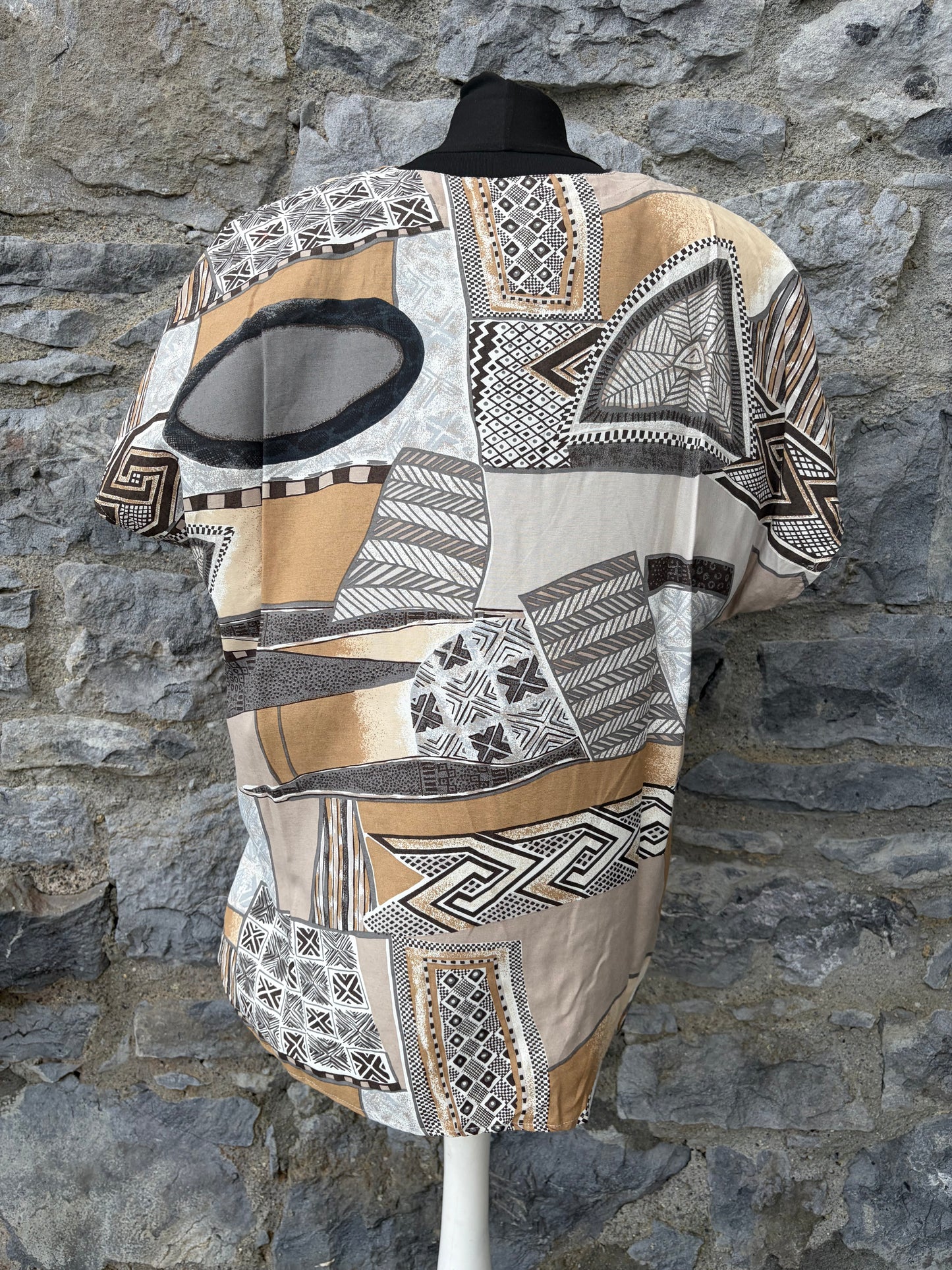 80s brown abstract top uk 14