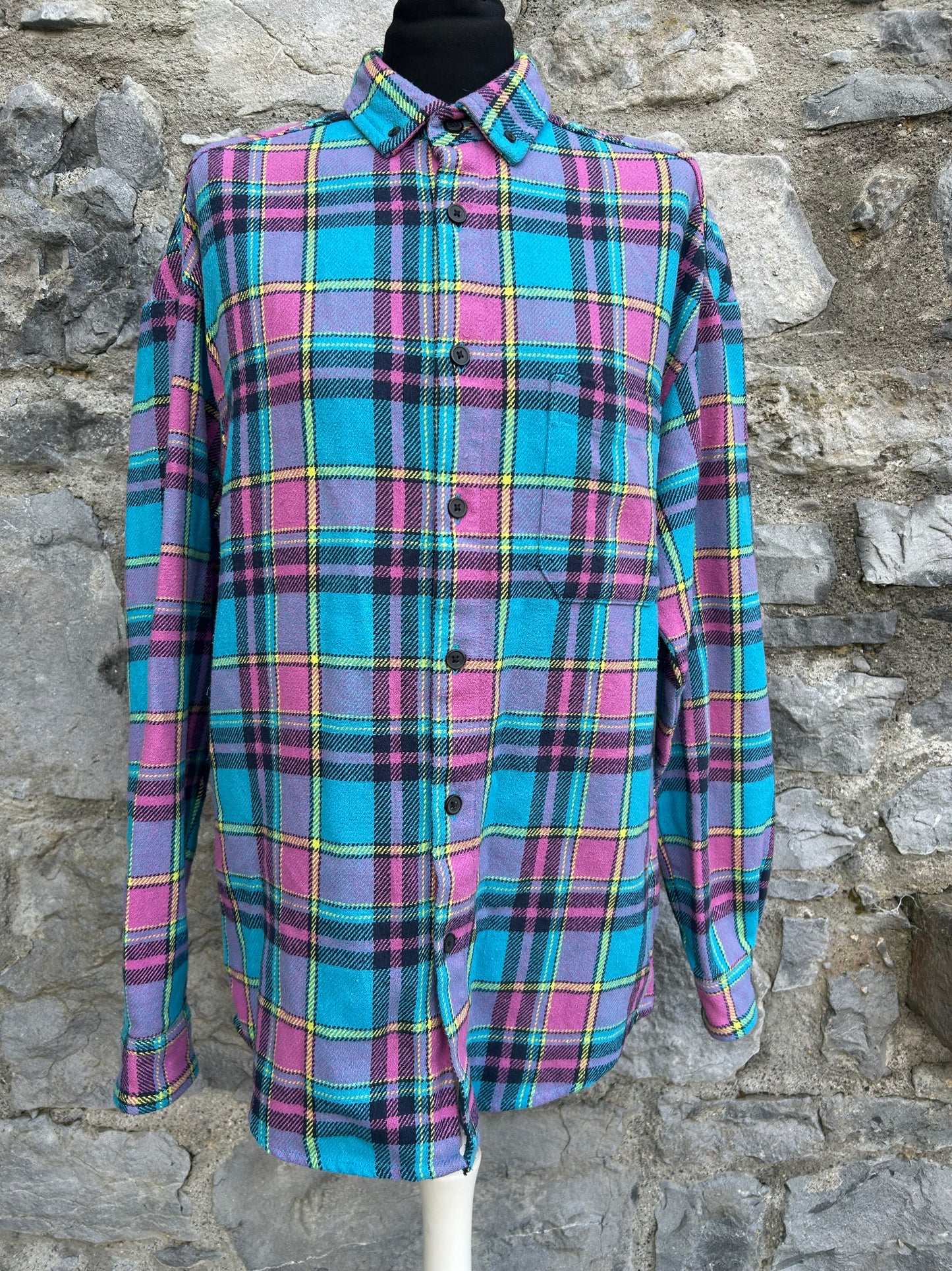 Pink&blue flannel shirt S/M
