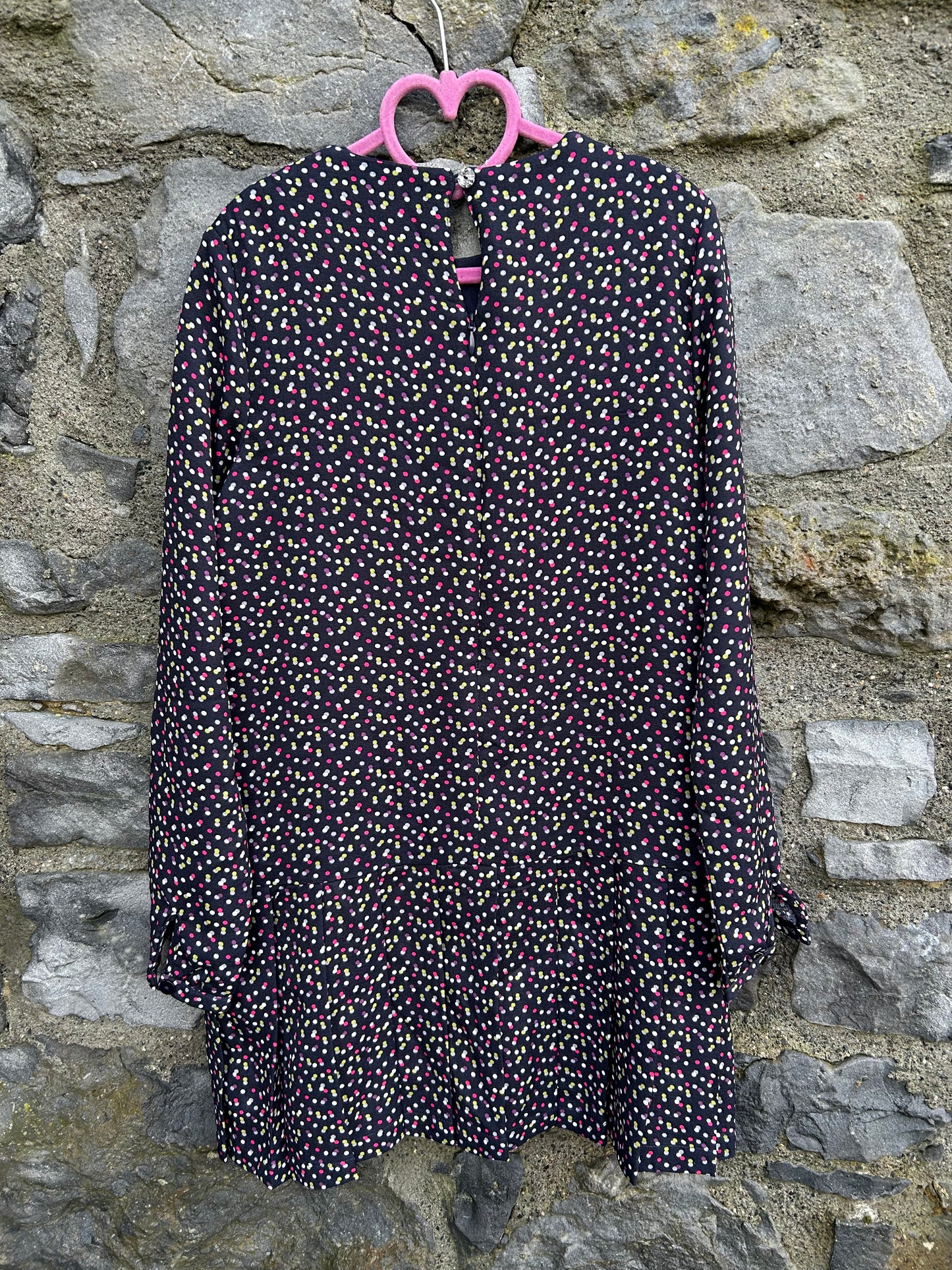 Colourful spotty navy dress 10y (140cm)