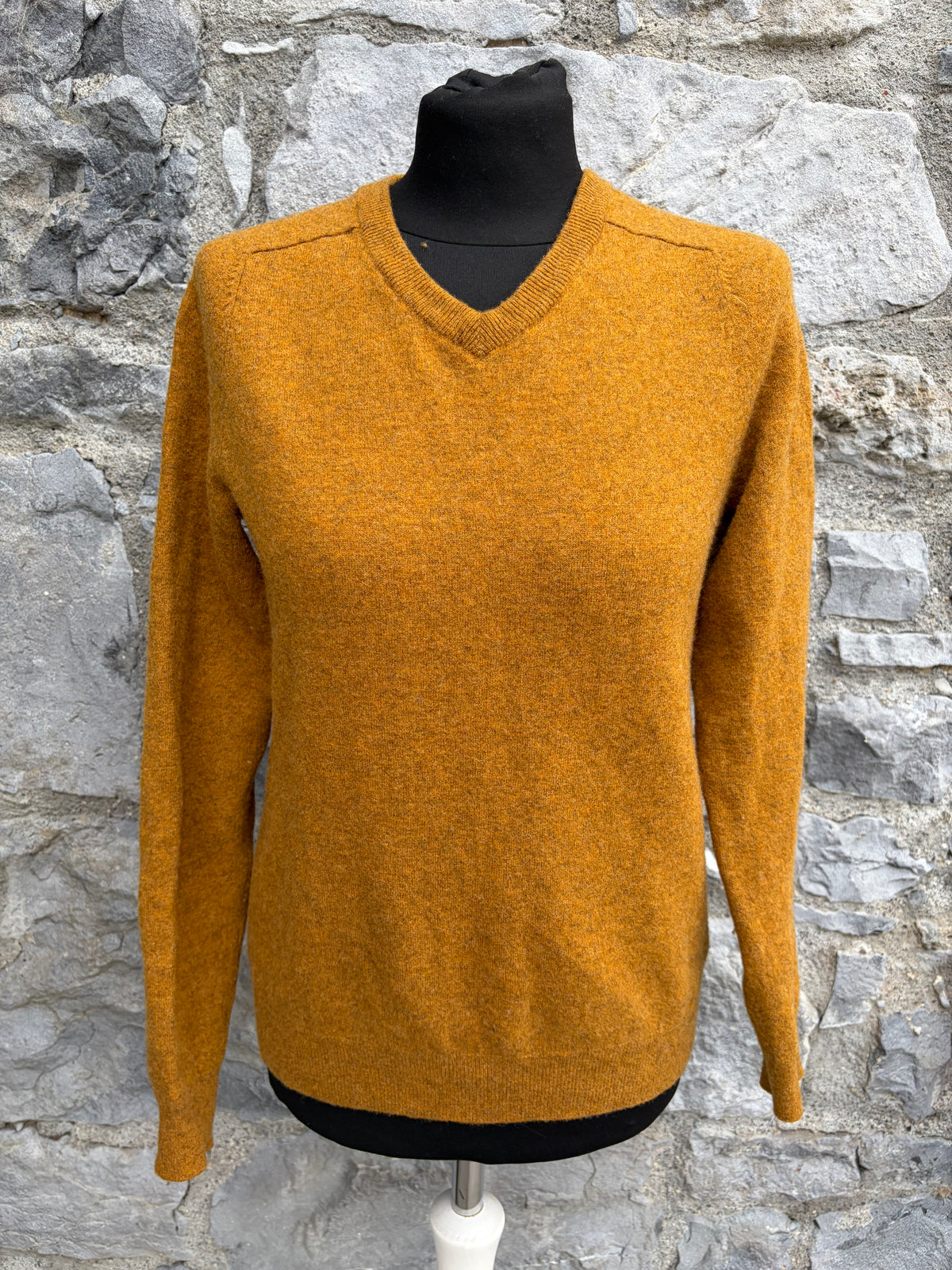 Mustard V-neck wool jumper uk 8