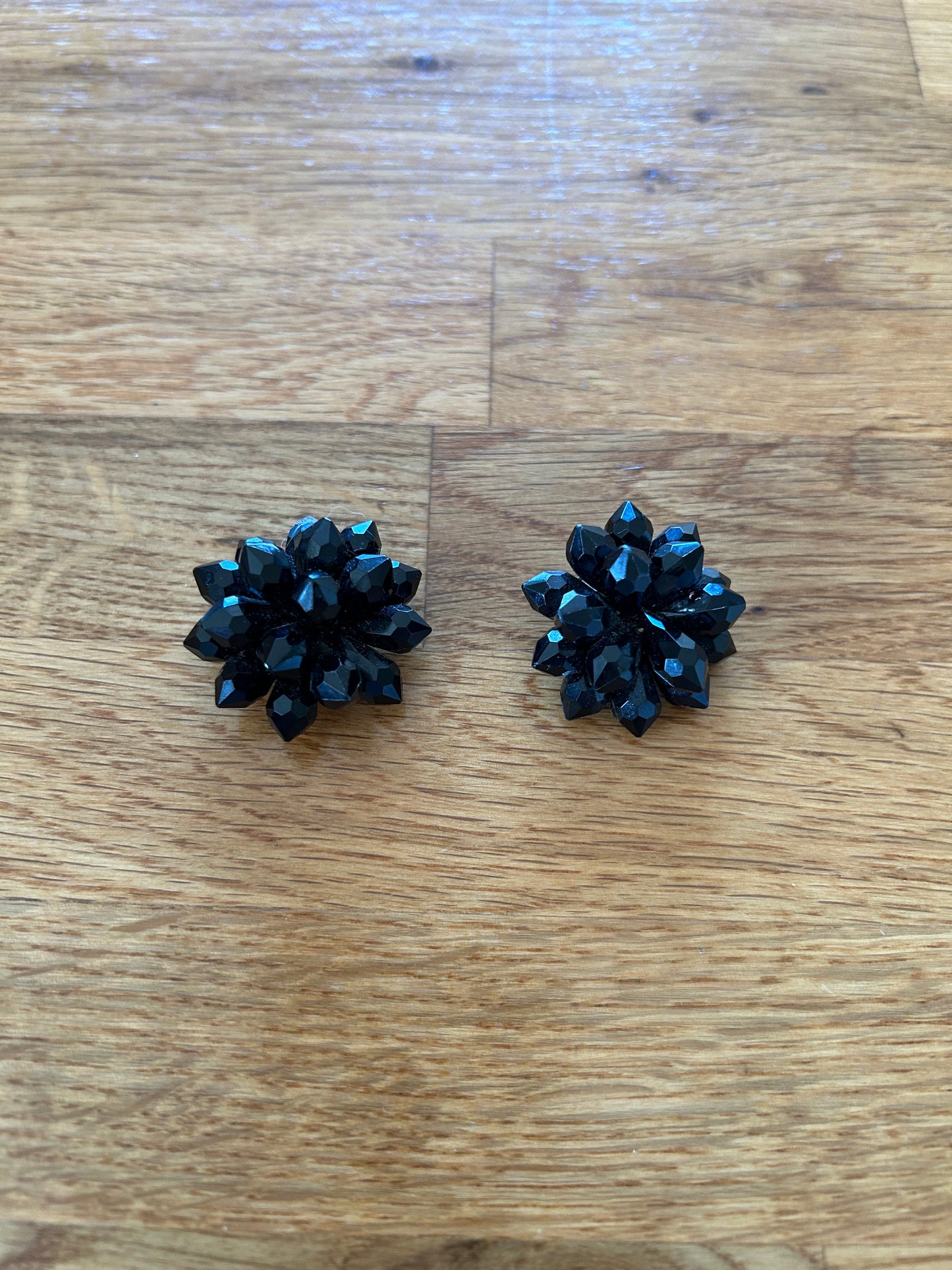 Black flower earrings