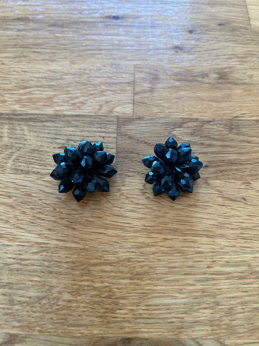 Black flower earrings