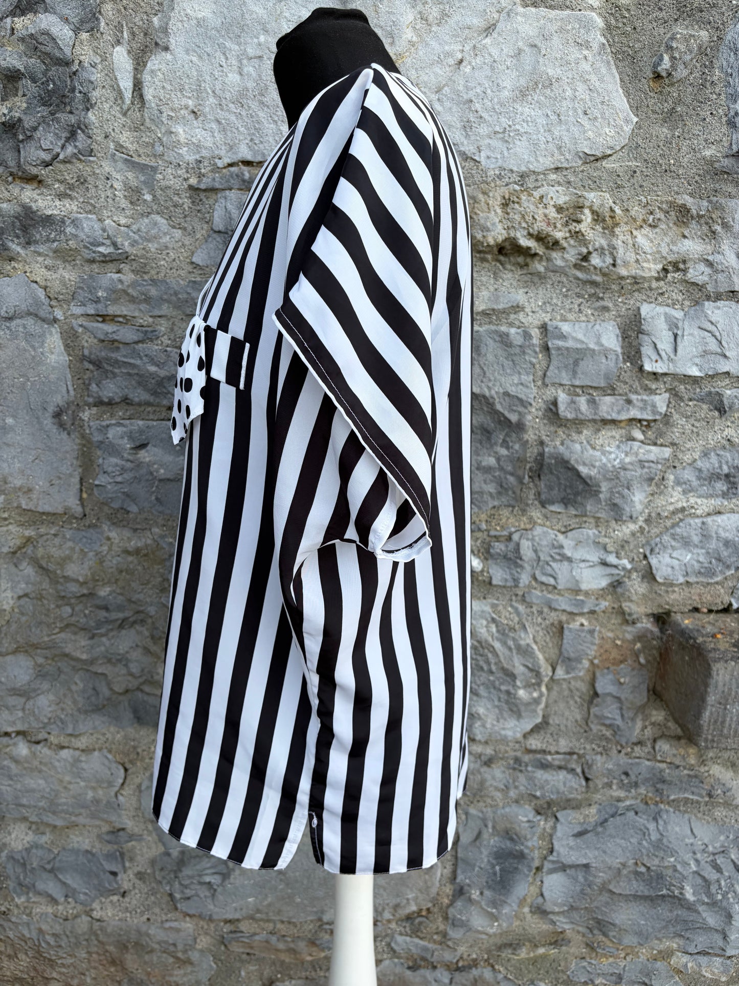 80s Black&white stripes&dots blouse uk 10-12