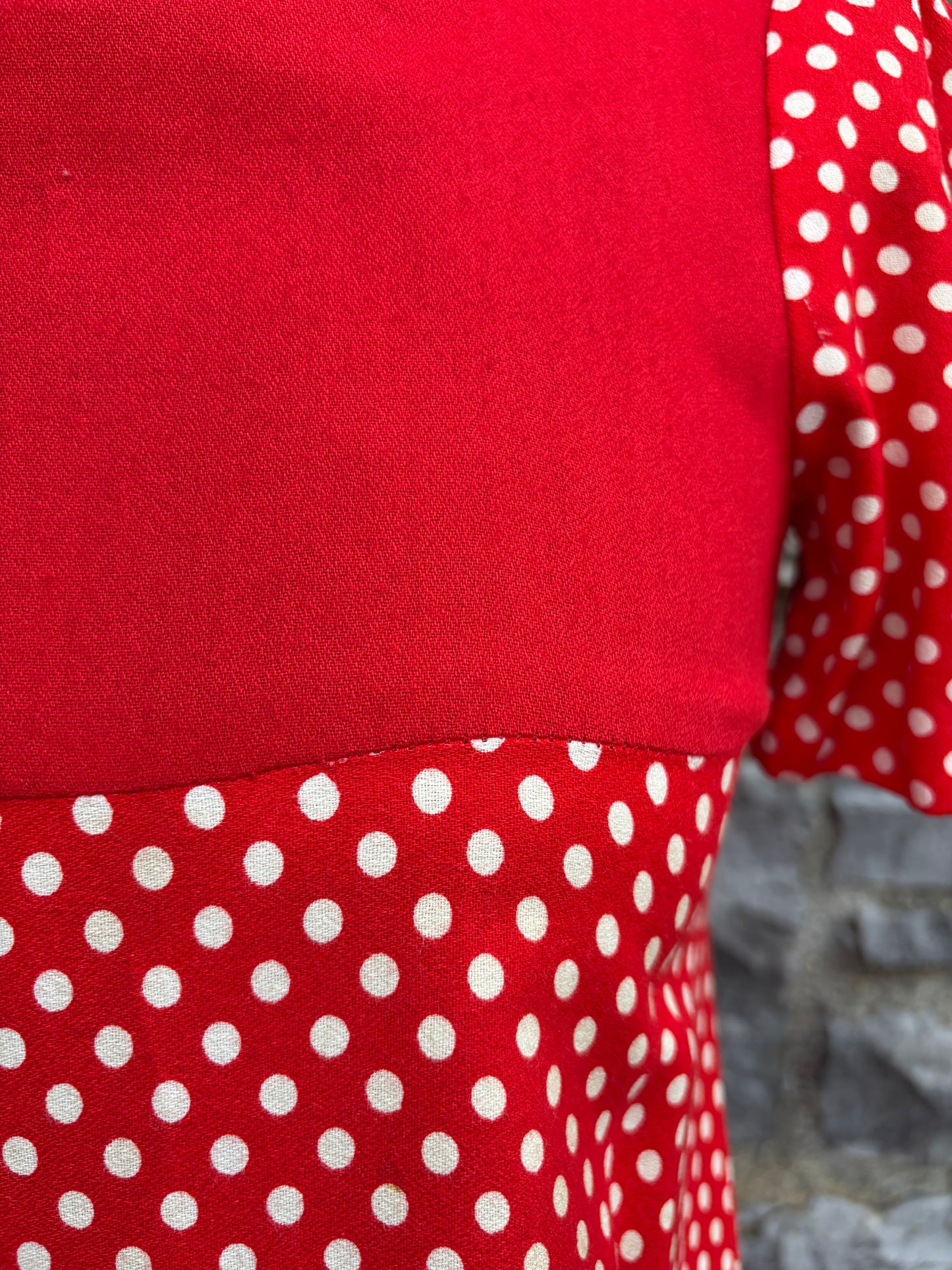 70s red polka dots dress uk 4-6