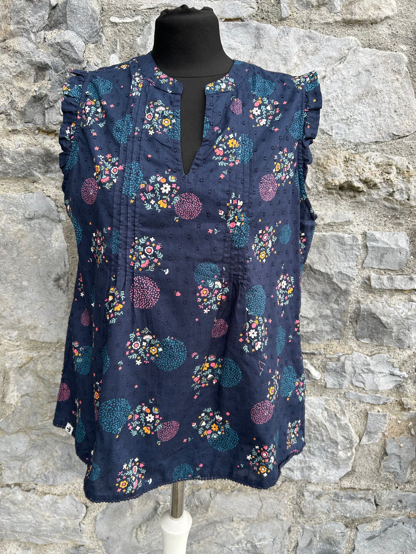 Floral navy sleeveless top uk 12