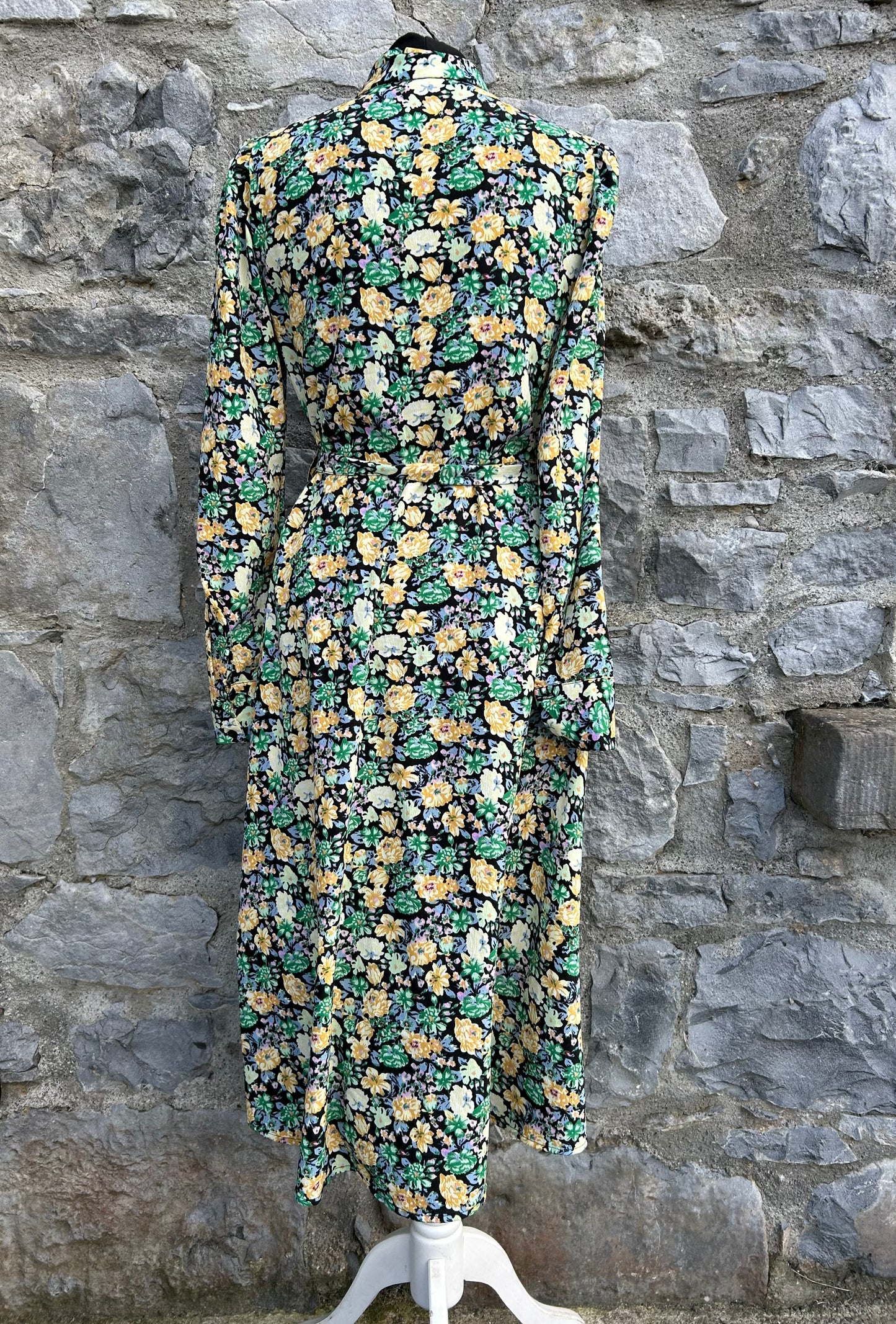 Yellow flowers black maxi dress uk 6-8