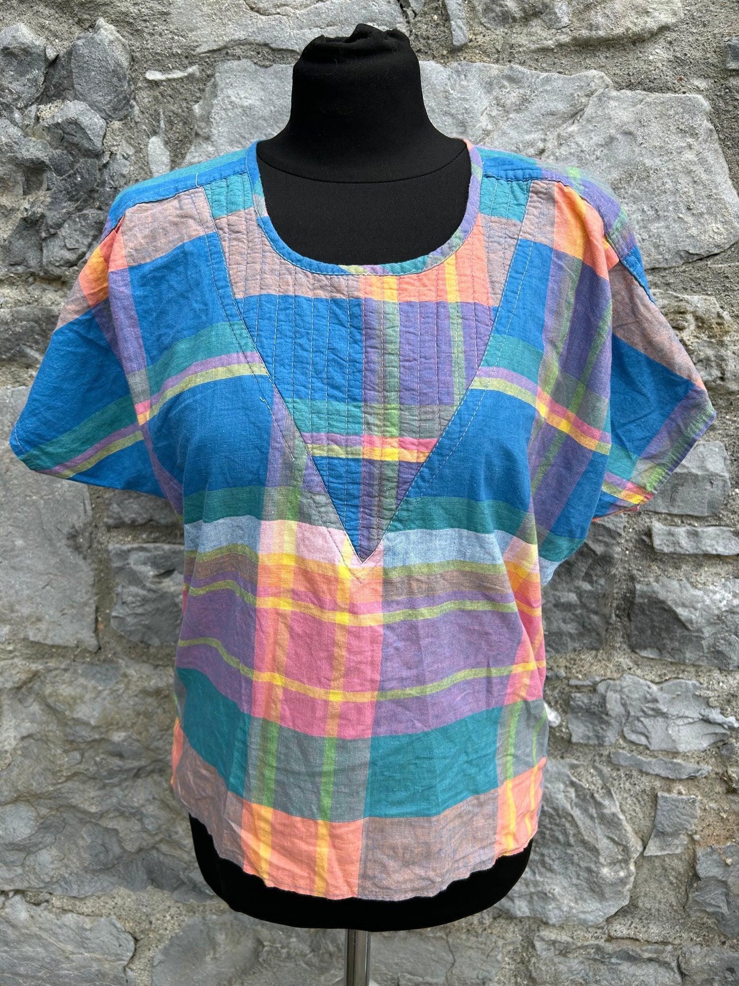 80s colourful check top uk 10-12