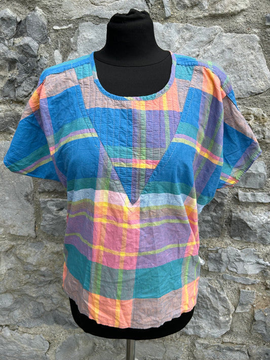 80s colourful check top uk 10-12