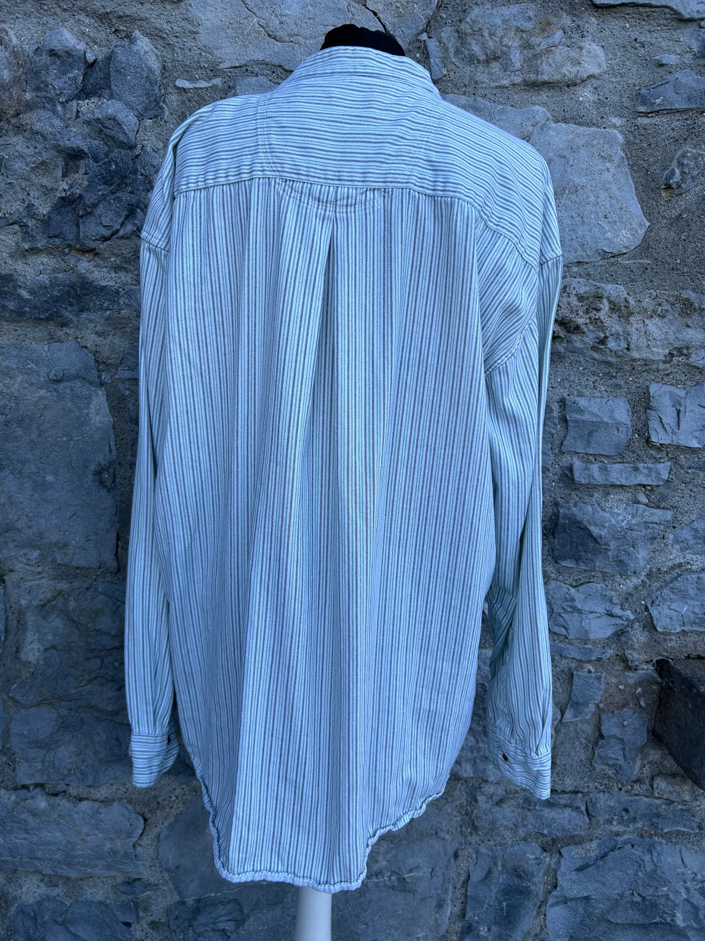 Stripy grandpa collar shirt XL