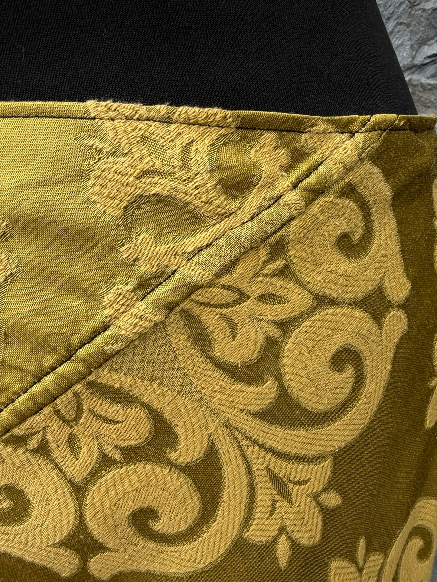 90s damask mustard skirt uk 10