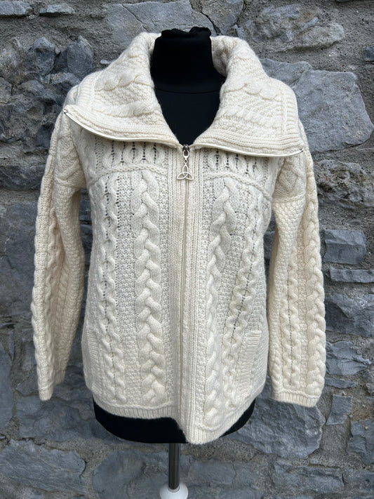 Aran style cream zipped cardigan uk 10-12