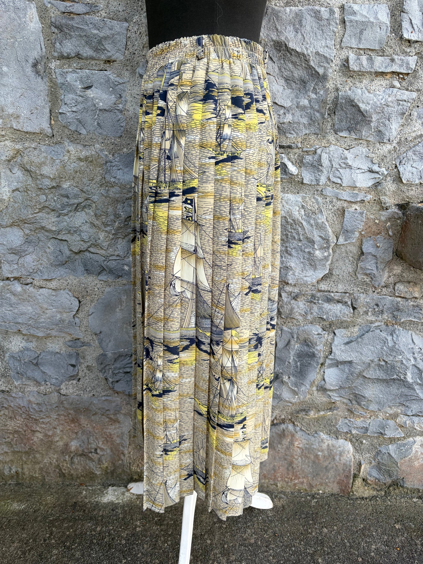 80s boats beige pleated skirt uk 8