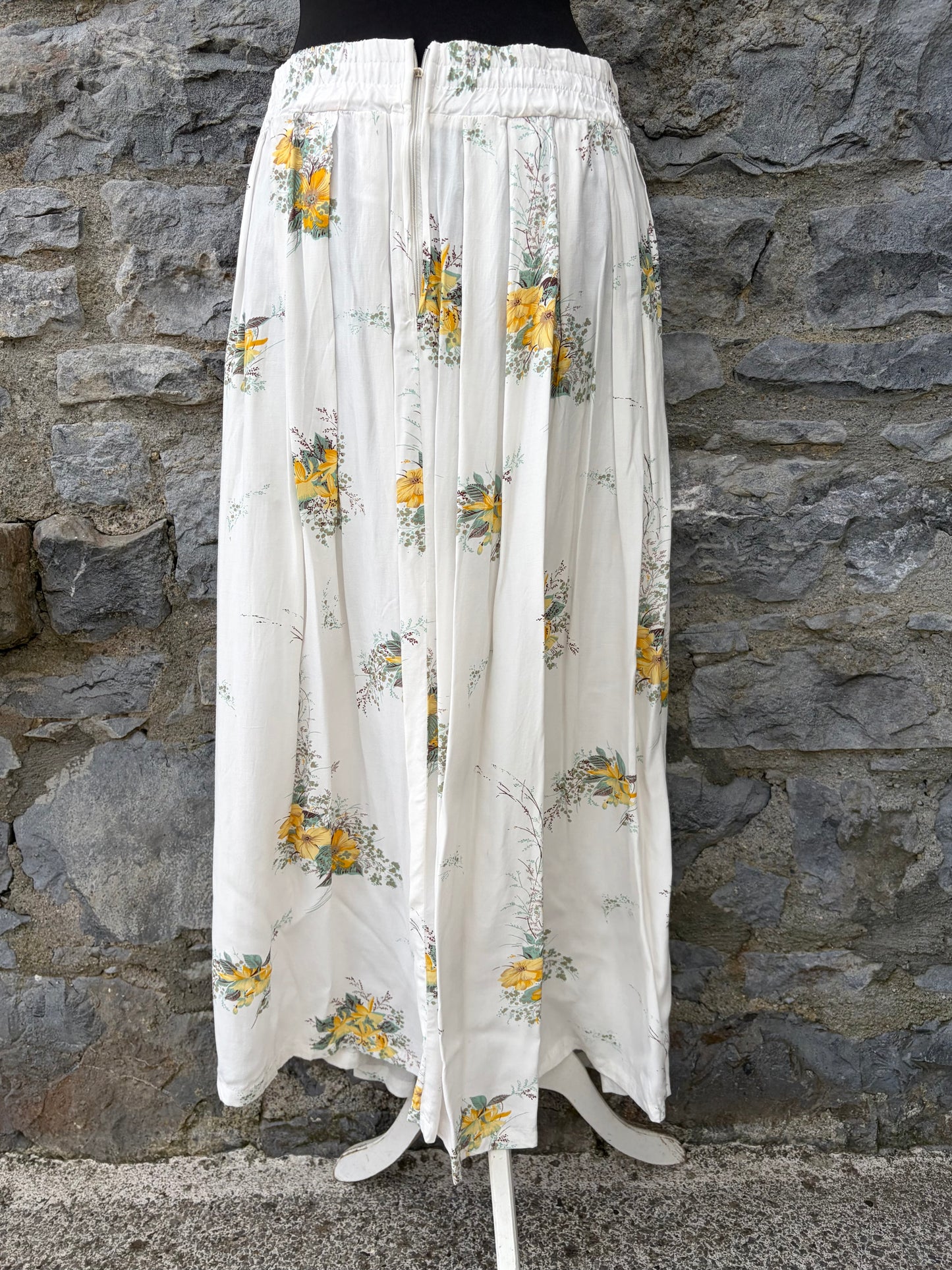 80s yellow flowers skirt uk 14