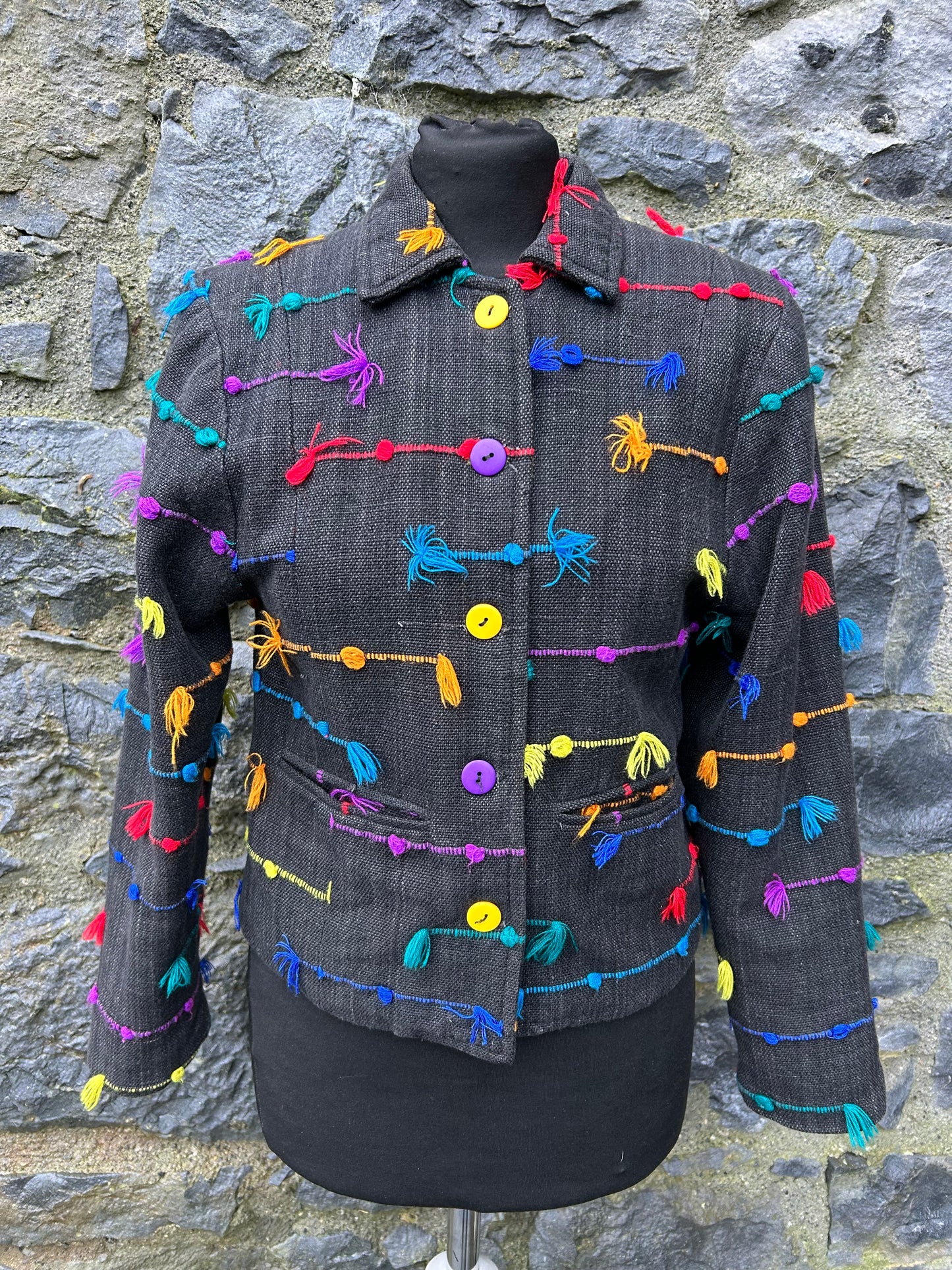 90s colourful grey jacket uk 6