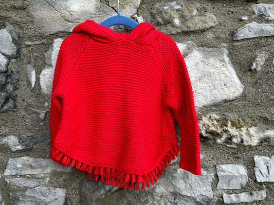 Red tassel hooded jumper  18-24m (86-92cm)