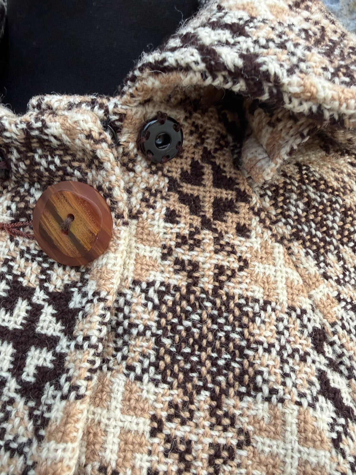 80s brown check wool cape uk 8-10