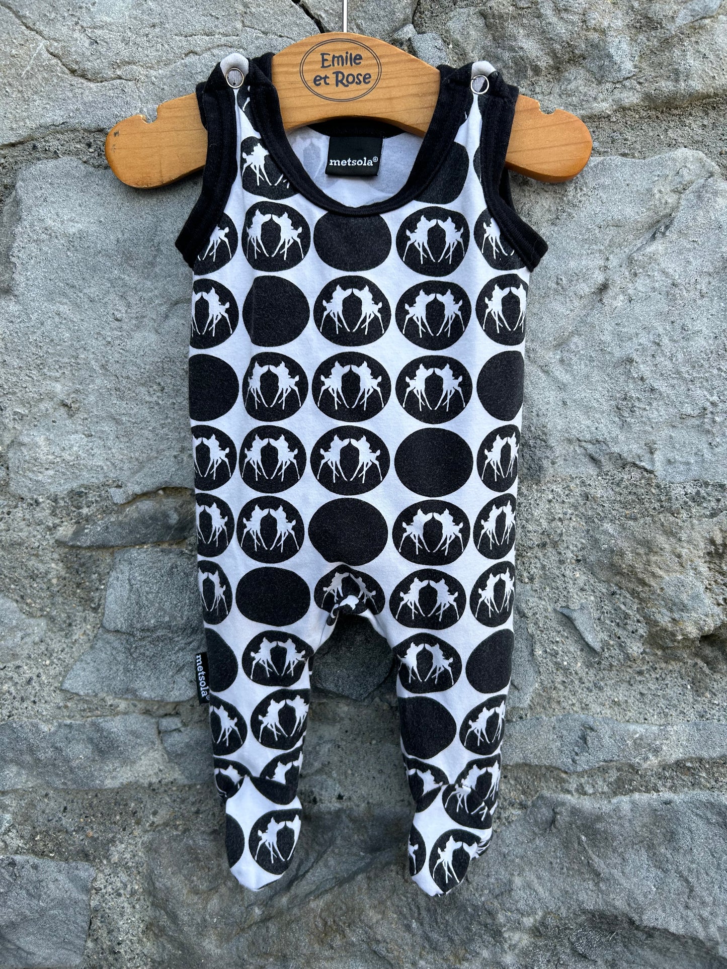 Black&white fawns dungarees 0-1m (50-56cm)