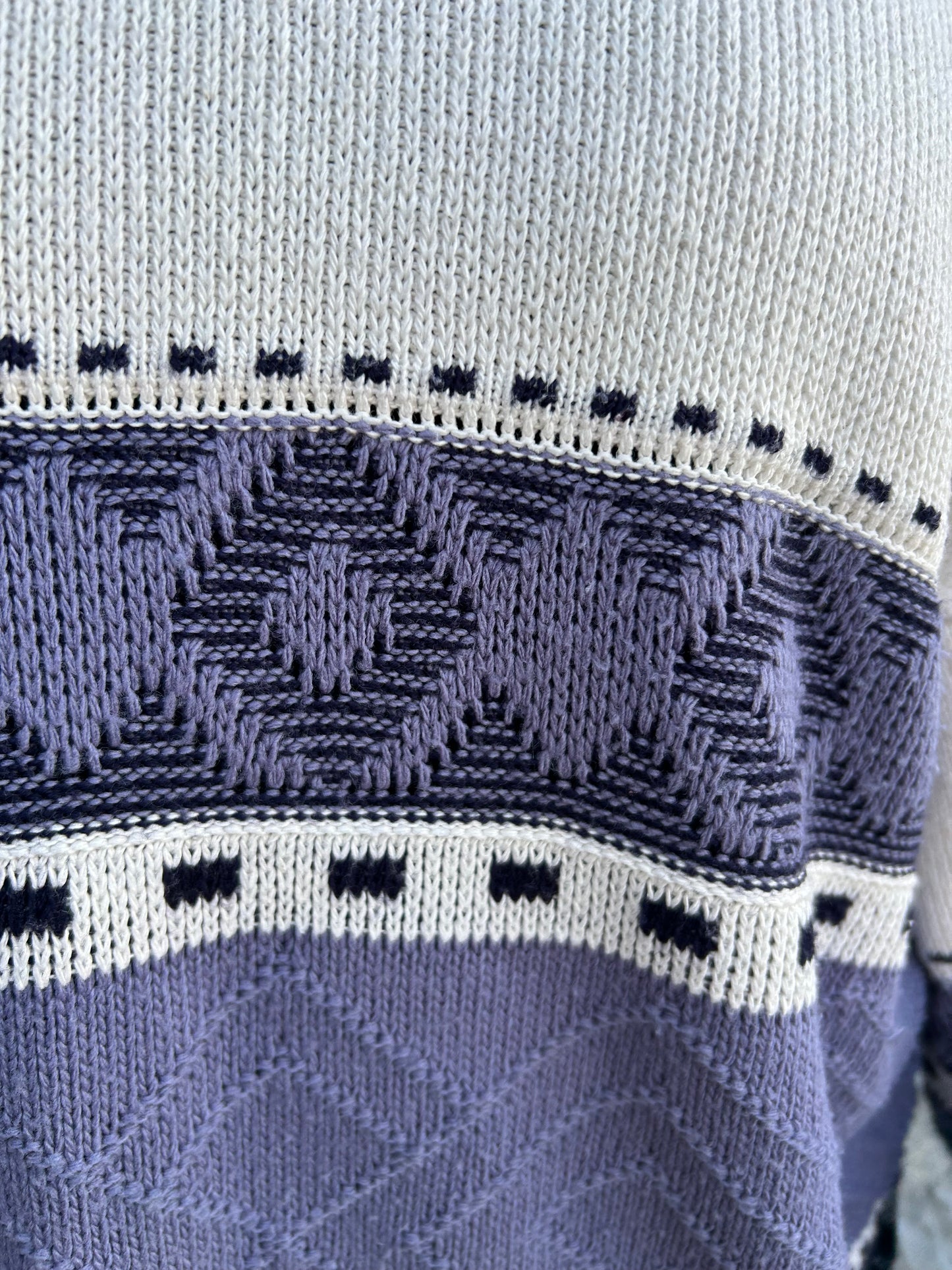80s white&blue jumper Large