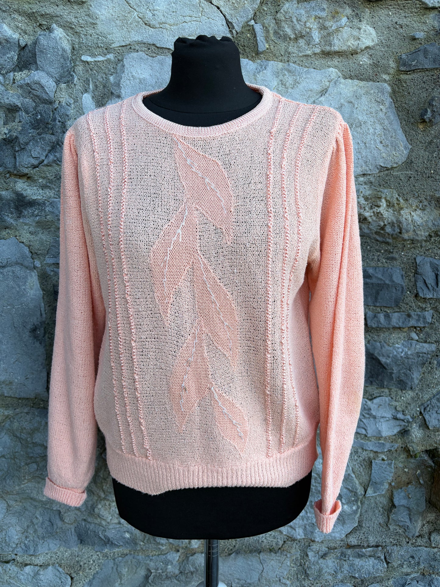 90s embroidered peach jumper uk 12