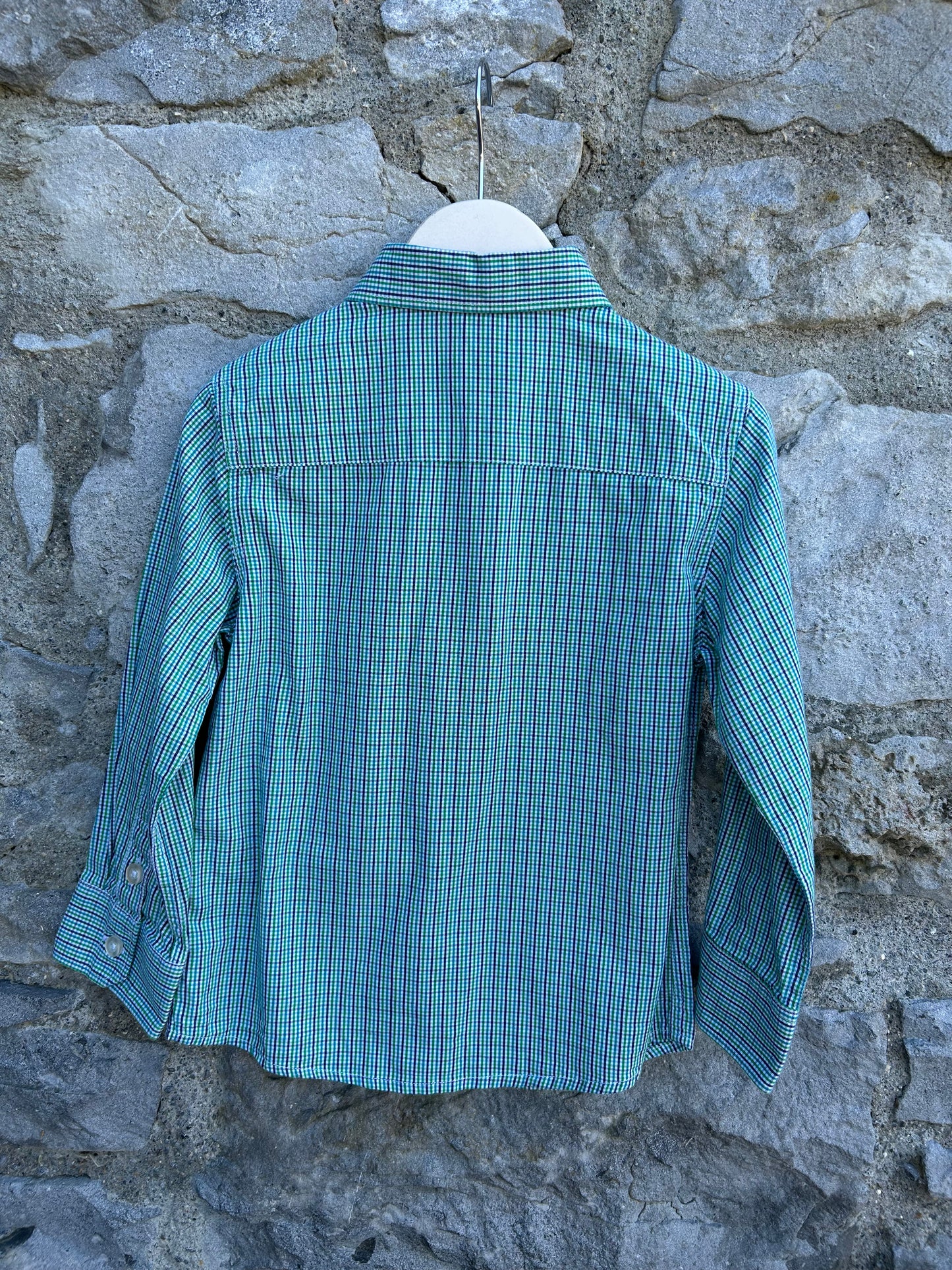 Green fine check shirt 3-4y (98-104cm)