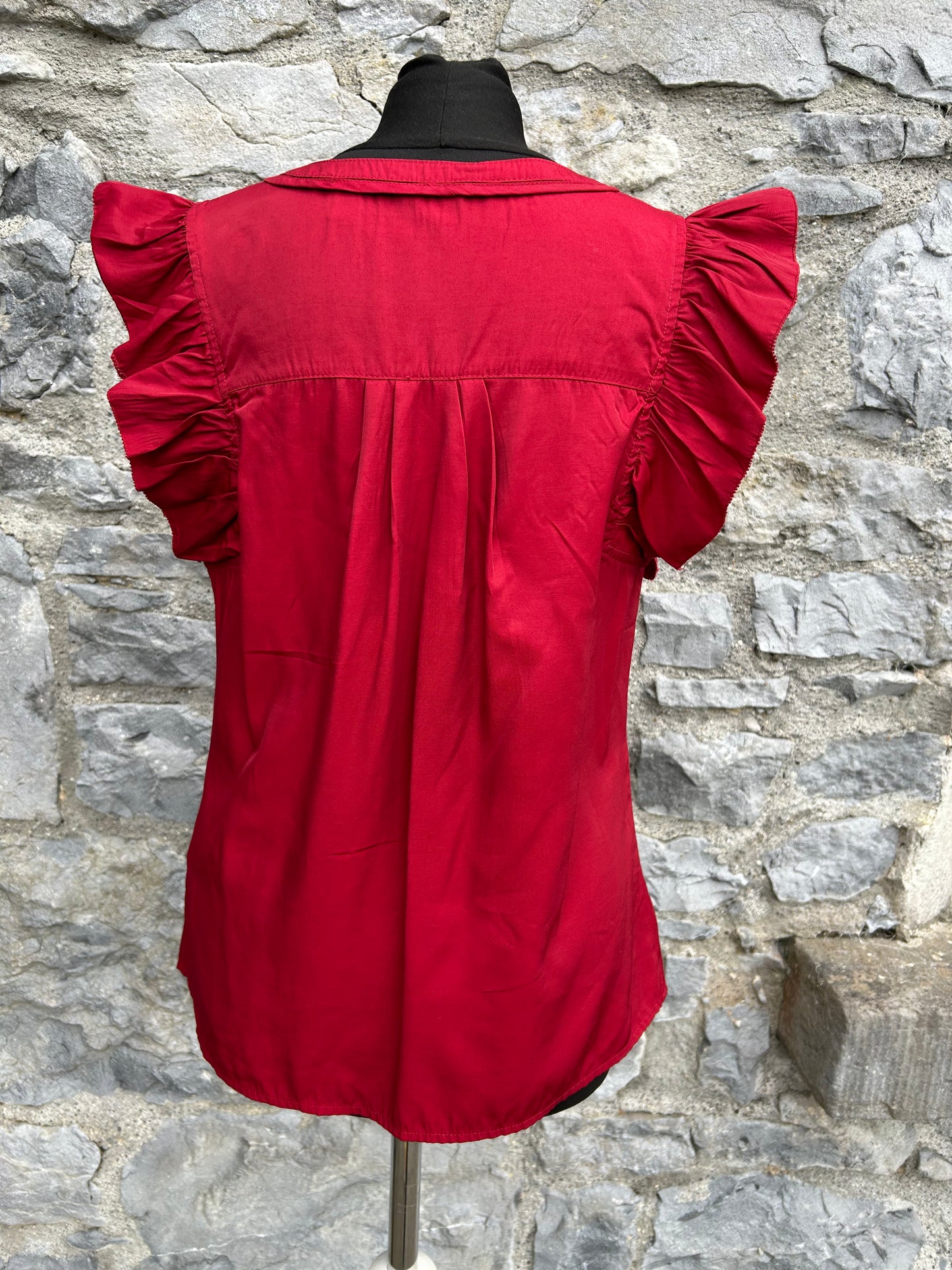Red frill blouse uk 12