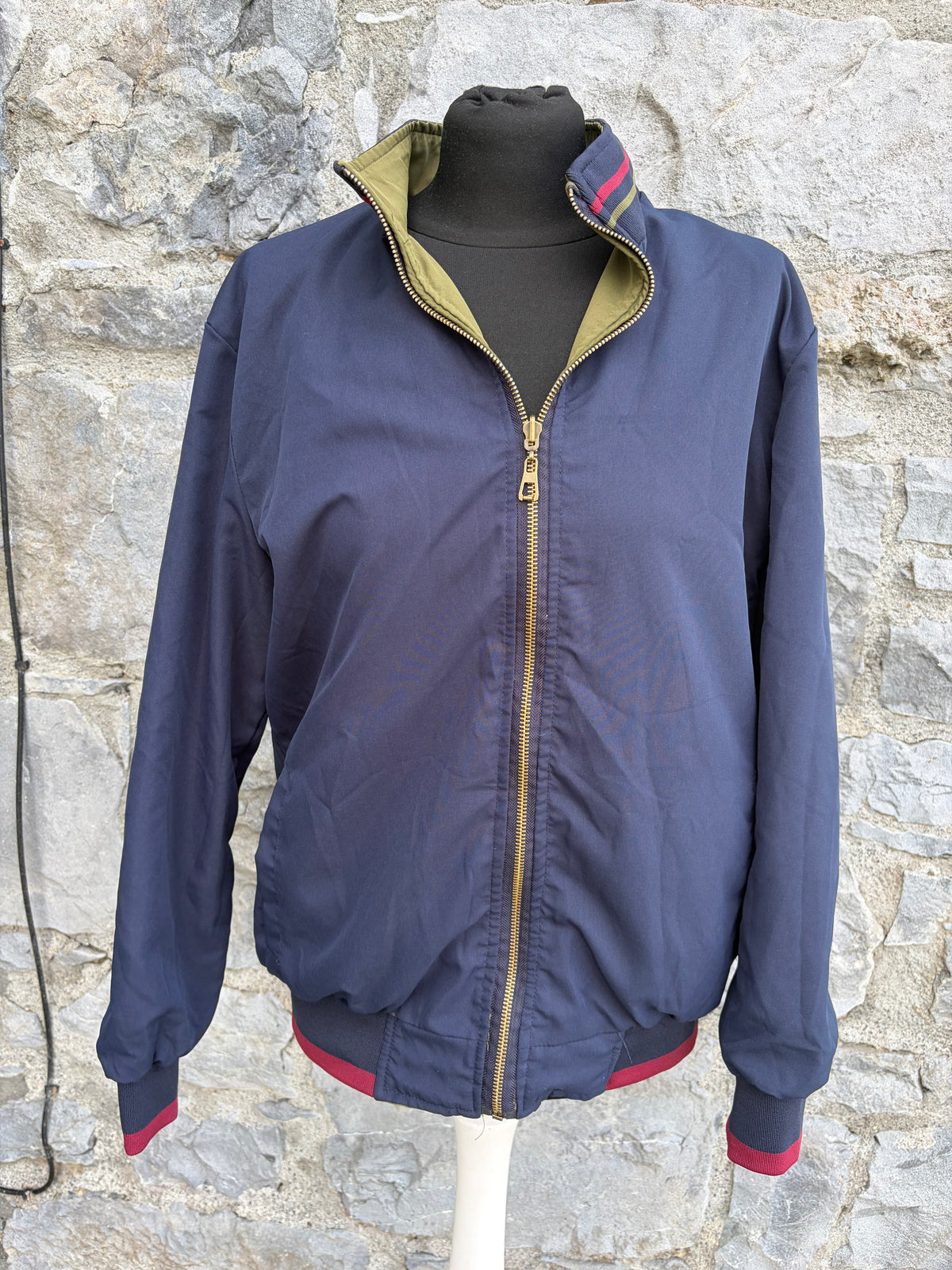 90s khaki/navy reversible bomber jacket XS-S