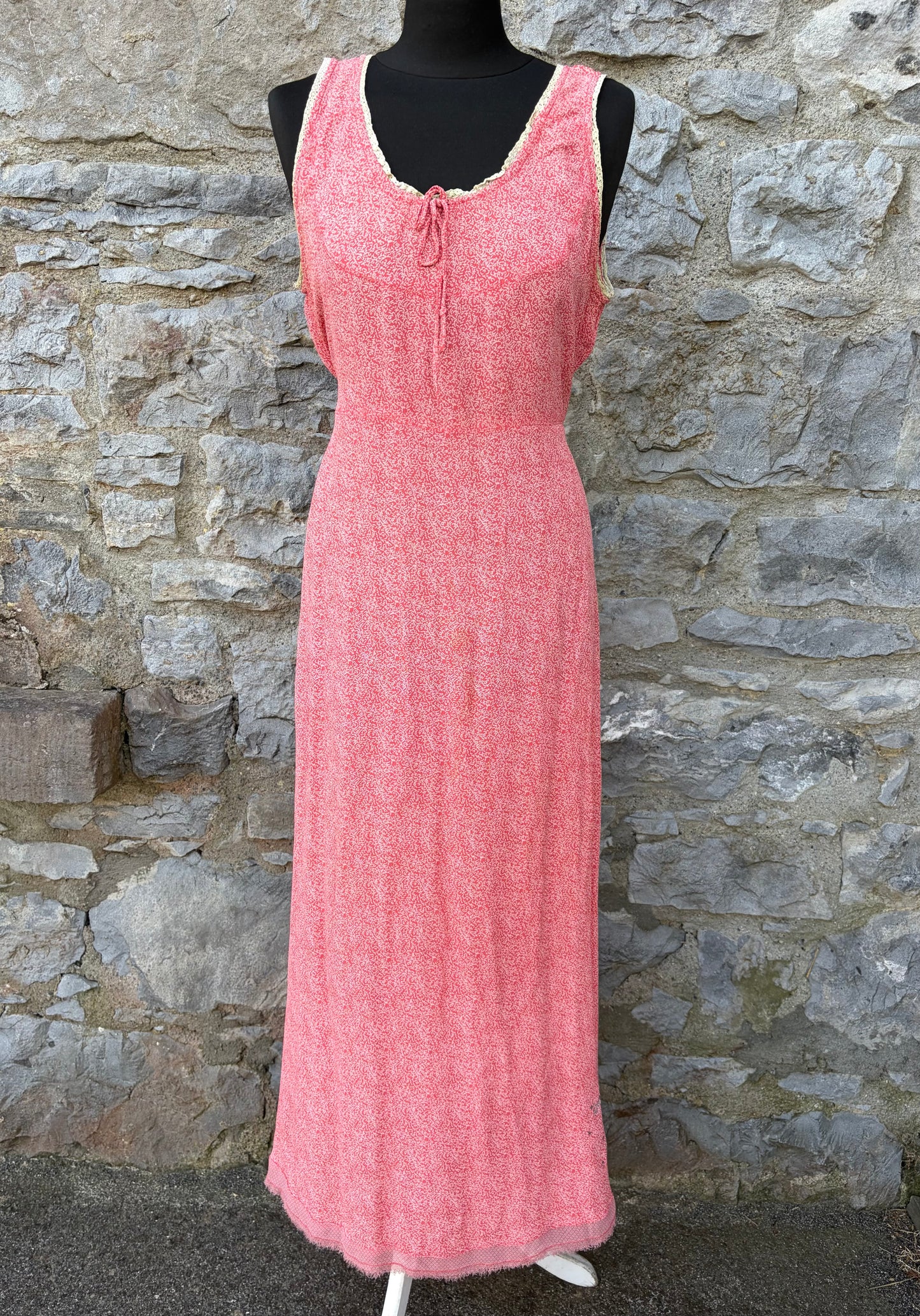 Y2K red floral maxi dress uk 12
