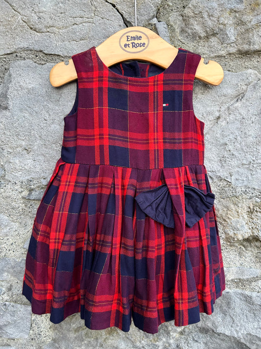 TH Red&navy check dress  3-6m (62-68cm)
