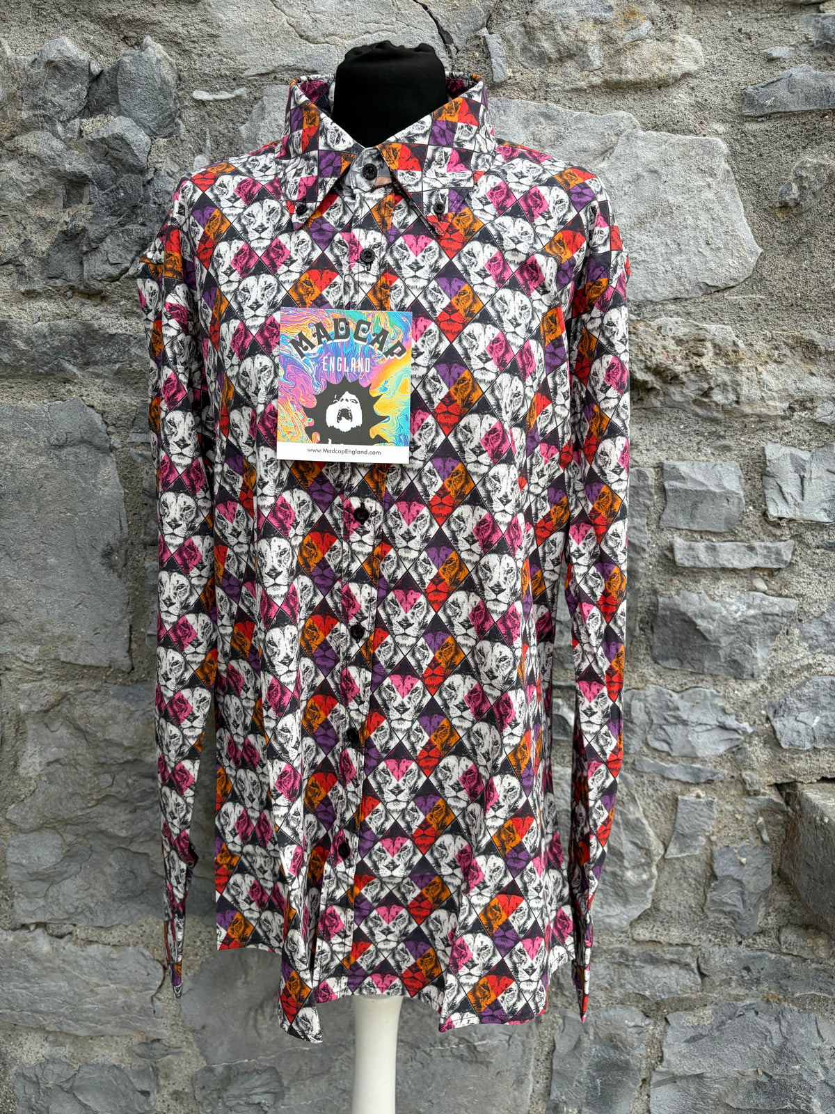 Retro 1960s Geo Lion Shirt Large