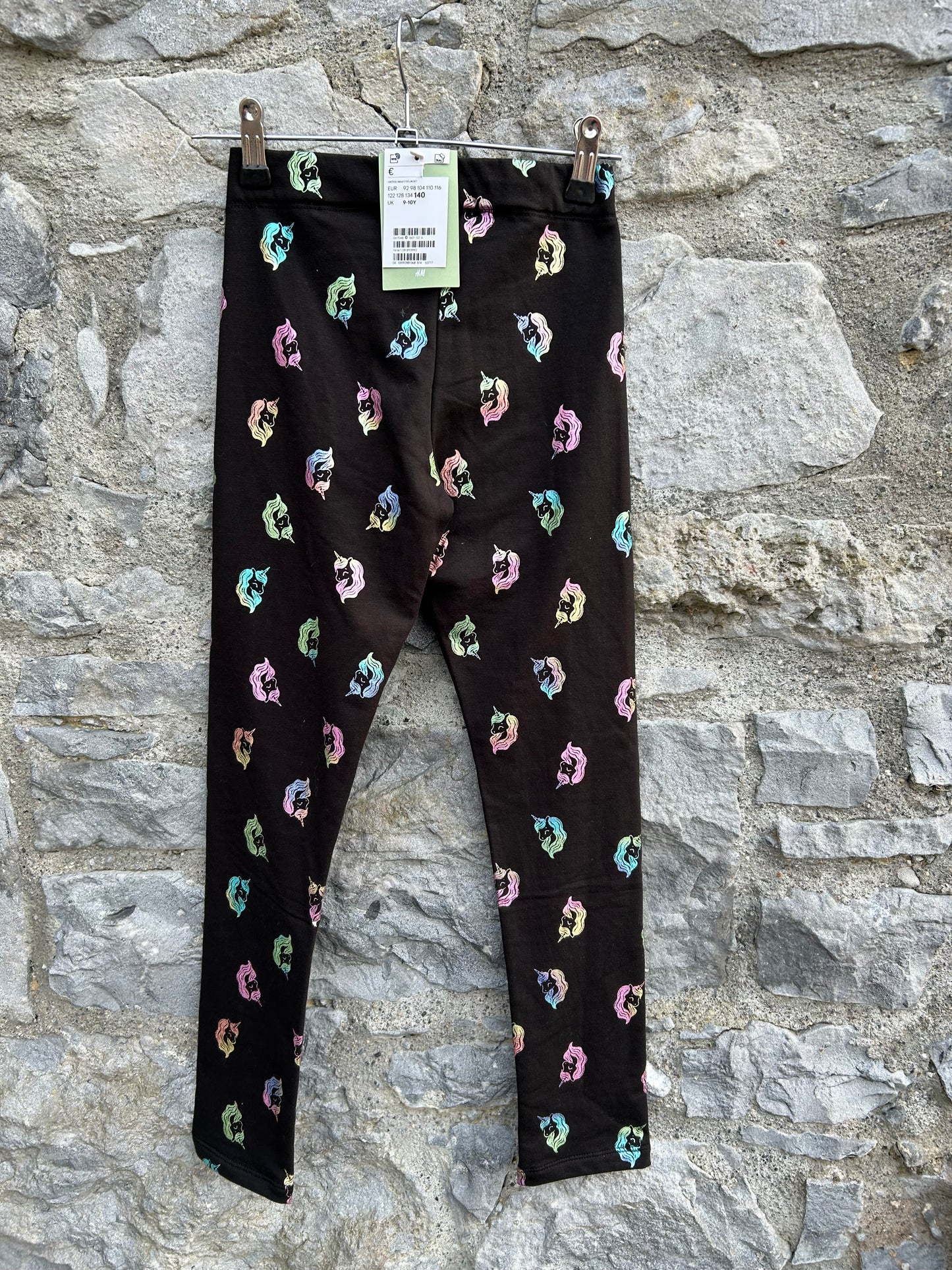 Shimmery unicorns black sweat leggings  9-10y (134-140cm)