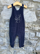 Load image into Gallery viewer, Dinosaur navy cord dungarees  12-18m (80-86cm)
