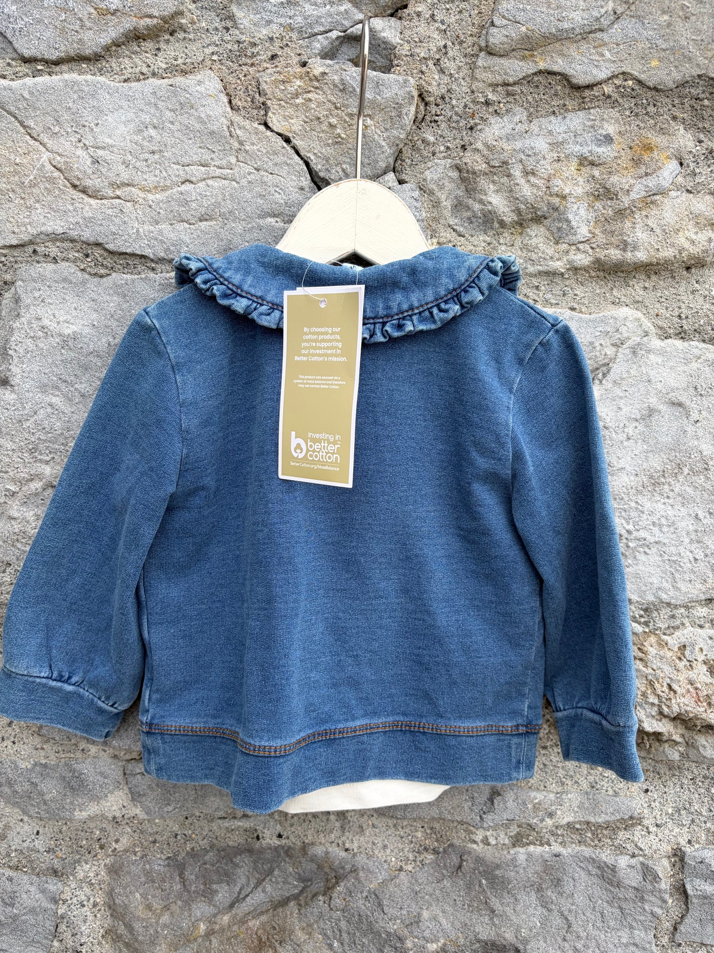Cherry top&denim jacket  6-9m (68-74cm)