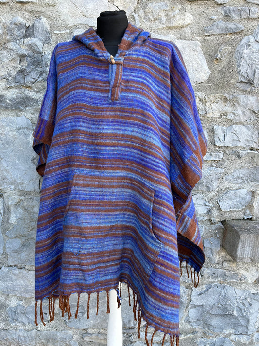 Blue&Brown poncho uk 10-16