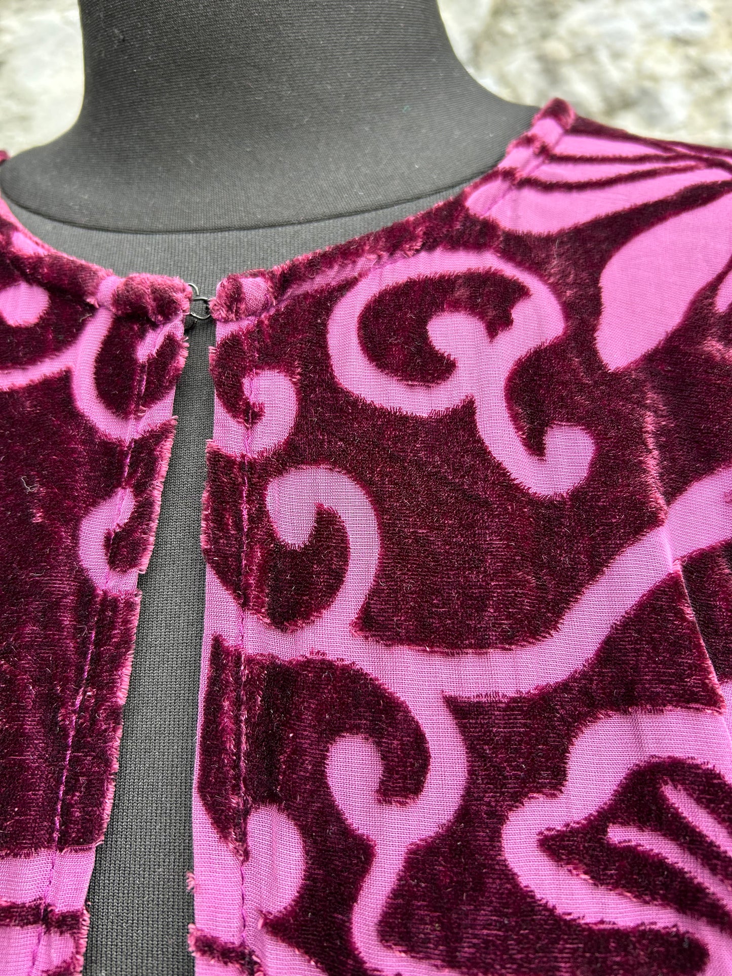 Purple floral velvet dress uk 6-8