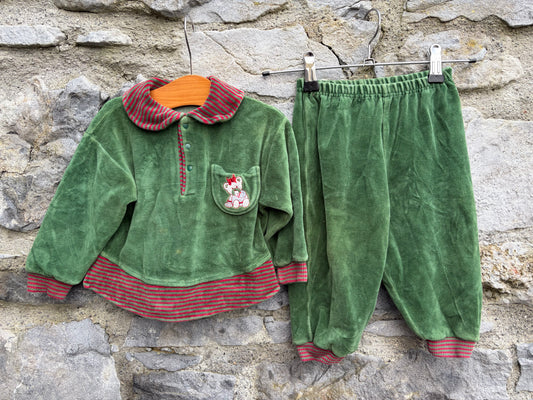 80s green velour suit  12-18m (80-86cm)