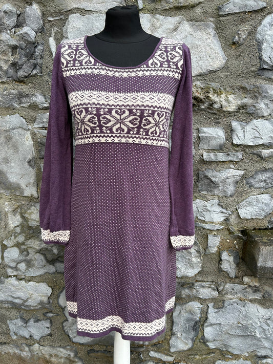 Purple Fair Isle knit jumper dress uk 8