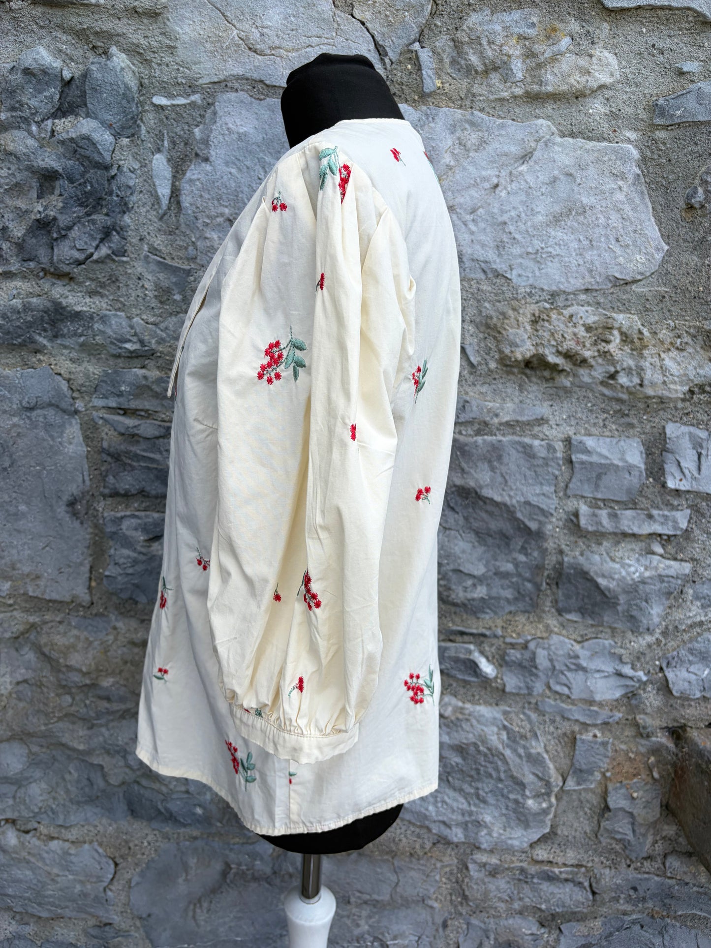 Floral ivory puffy sleeves blouse uk 12