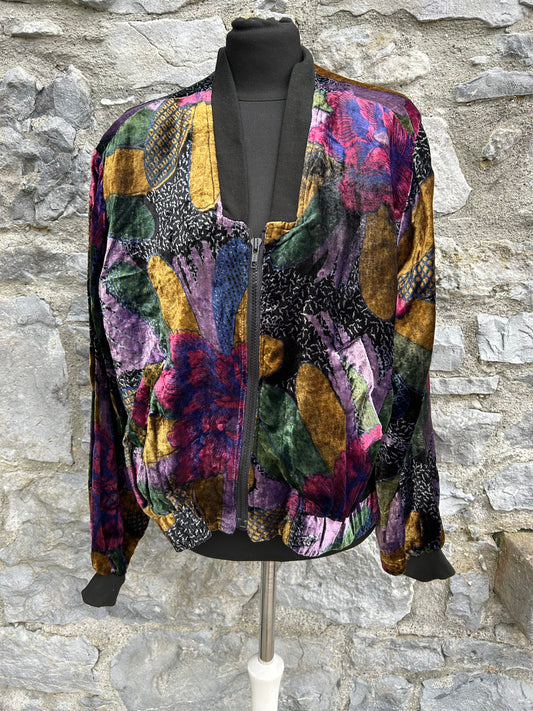 80s floral velvet bomber jacket uk 12-14