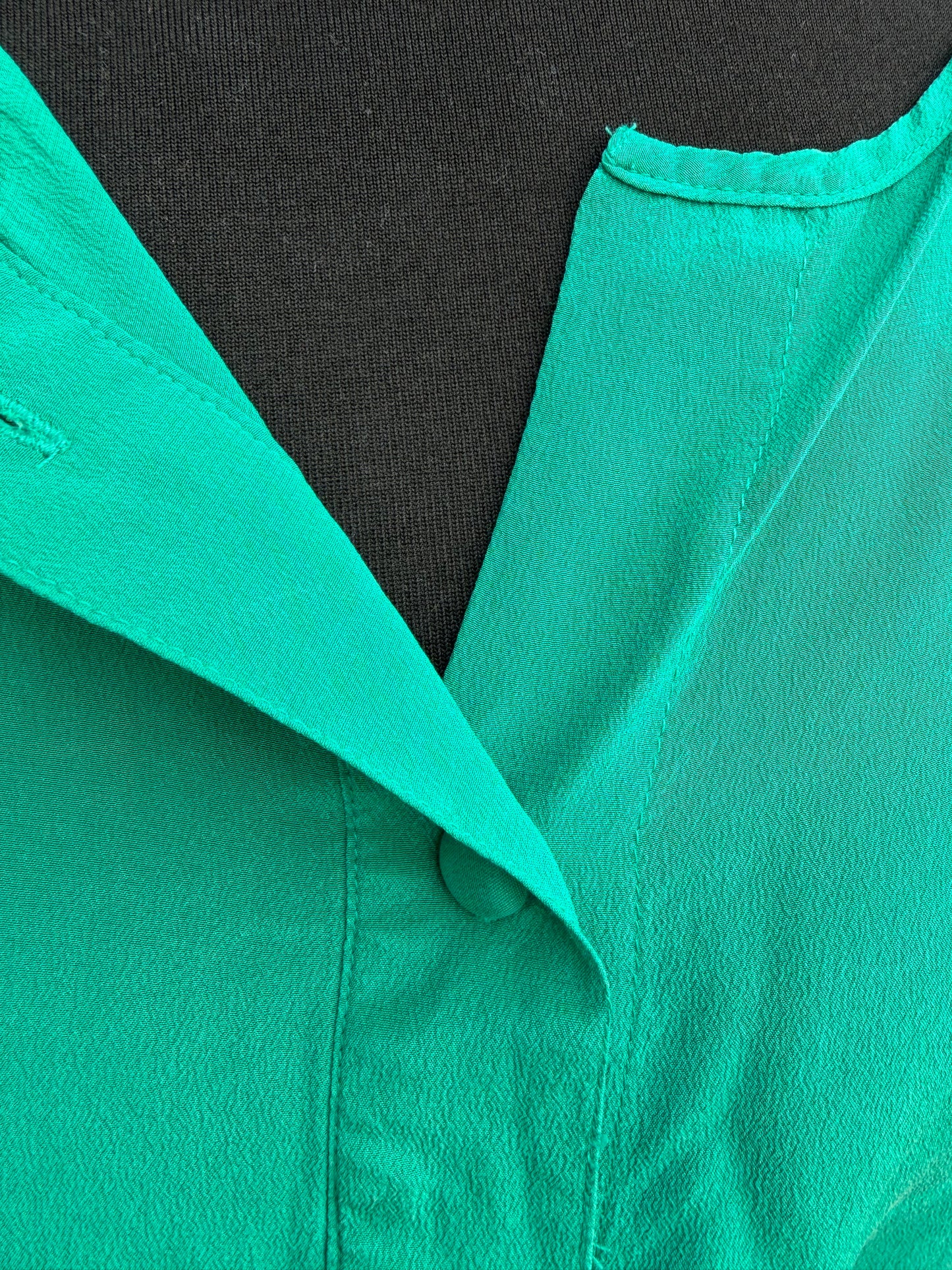 80s green silk blouse uk 10-12