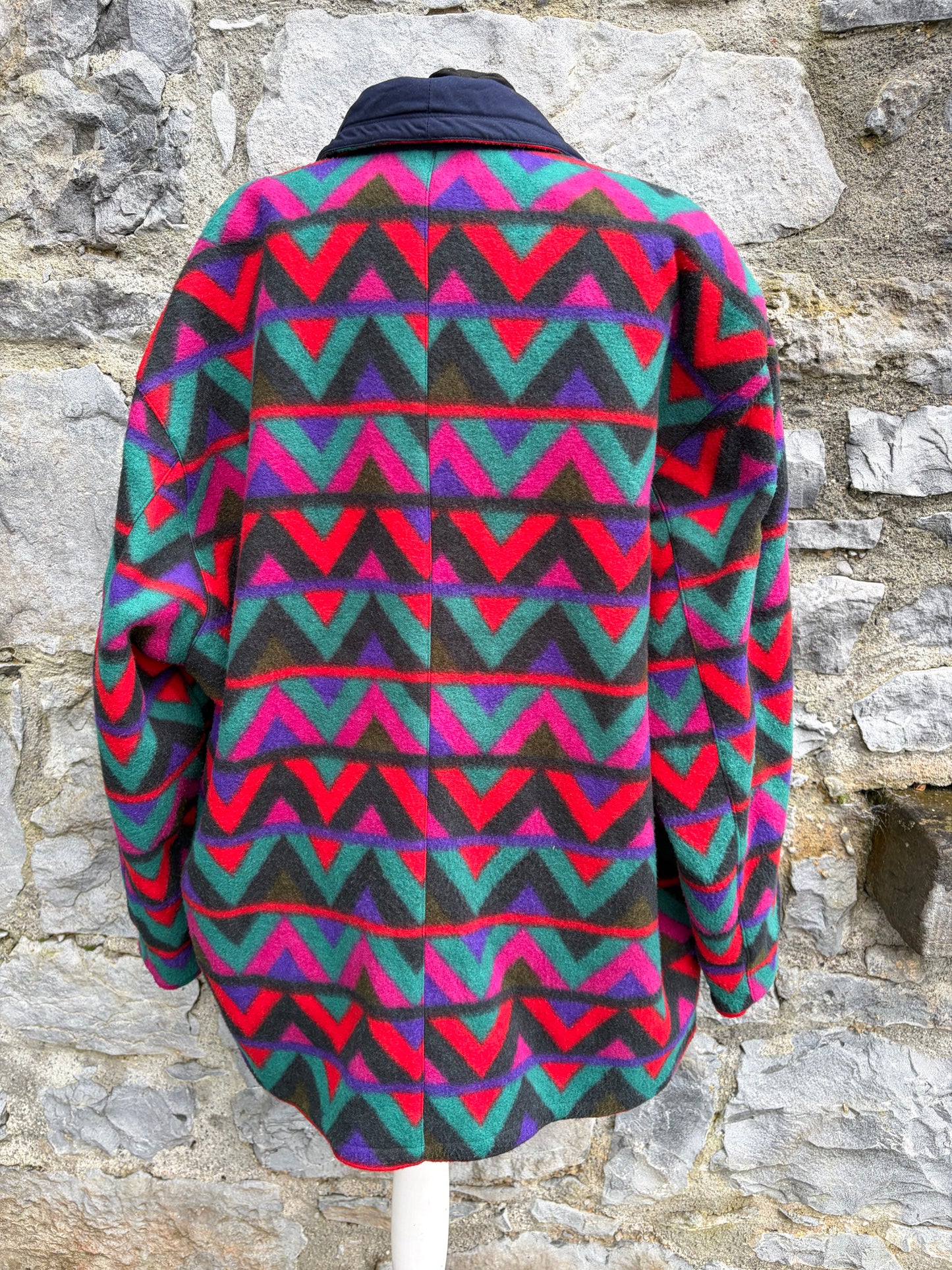 80s colorful chevron fleece jacket uk 16-18