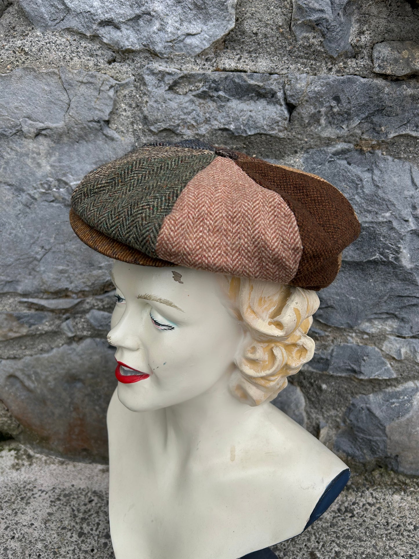 Patchwork tweed cap